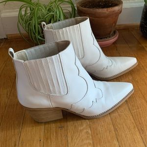White cowboy boots - Sam Edelman Western Leather Ankle Boot in White